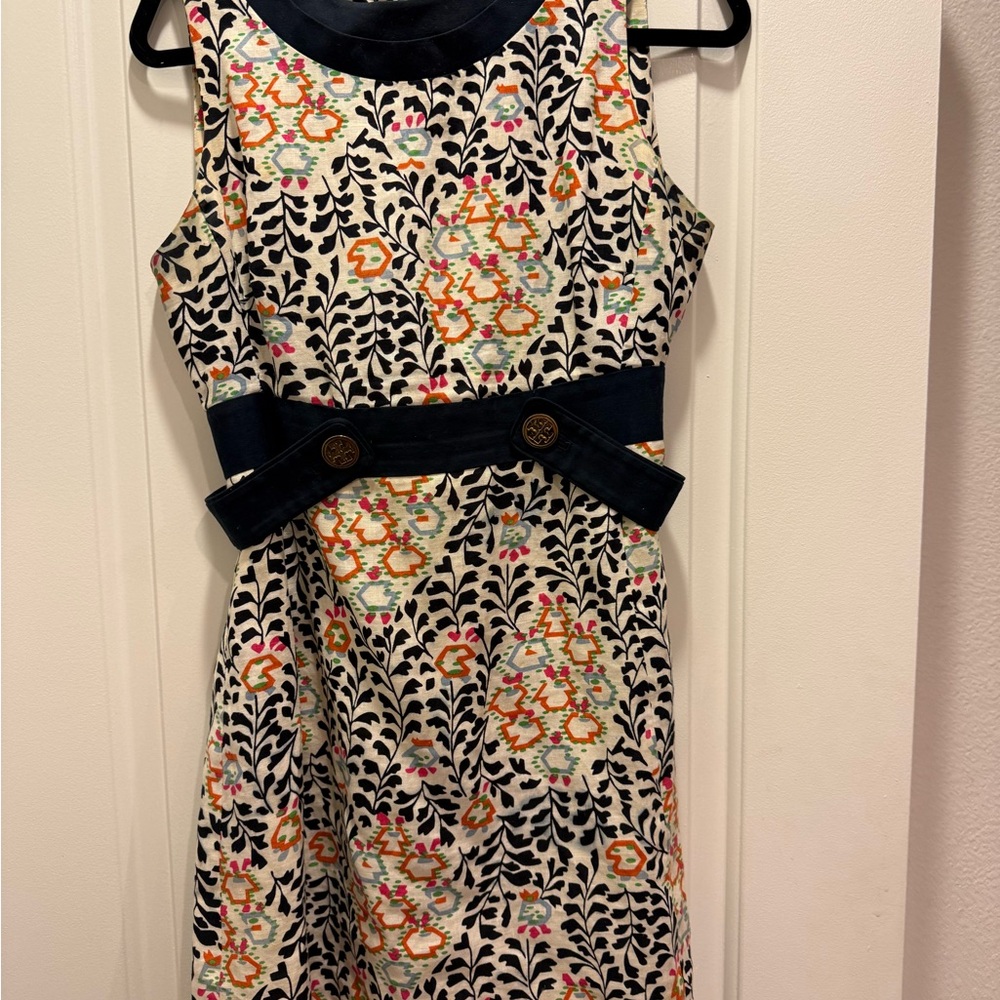 Tory Burch Floral Dress with Navy Highlights